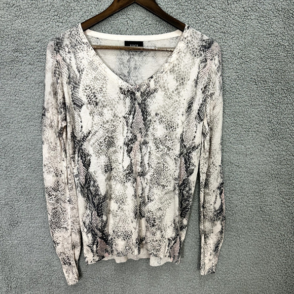 Vici‎ Top Womens Small Gray Snakeskin Animal Print Long Sleeve Lightweight Boho - Picture 1 of 7